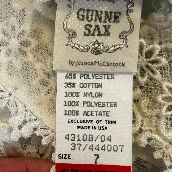 VTG Gunne Sax Jessica McClintock 70s Prairie Lace Prom Dress Pale Mint Size 7 - Picture 10 of 14